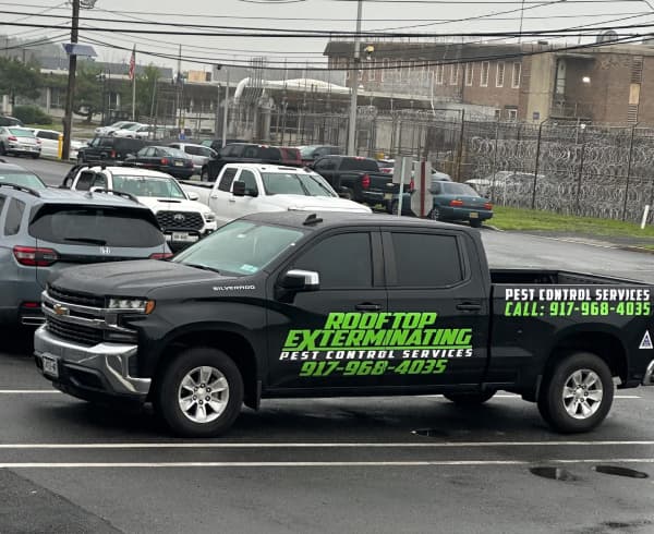 Rooftop Exterminating service truck in Brooklyn, NY